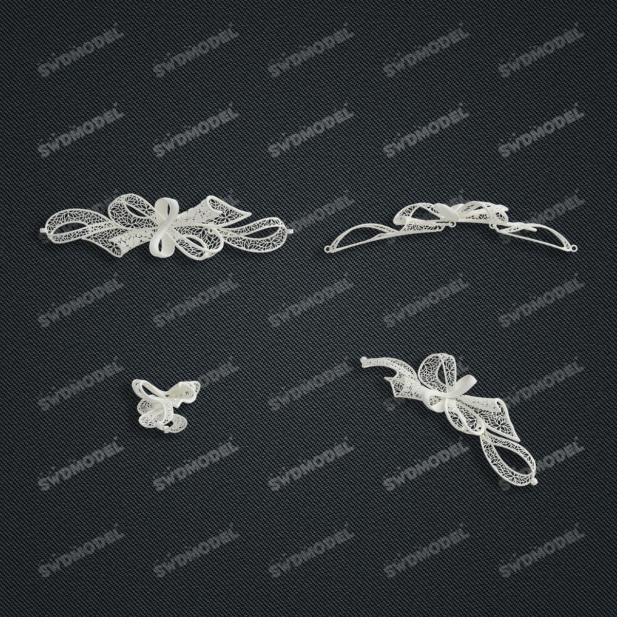 Jewelry set  Filigree Set   White Wax Casting Resin 3D Printing Service  HNM-02