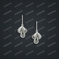 Jewelry set Filigree Earrings White Wax Casting Resin 3D Printing Service   HNM-02-E