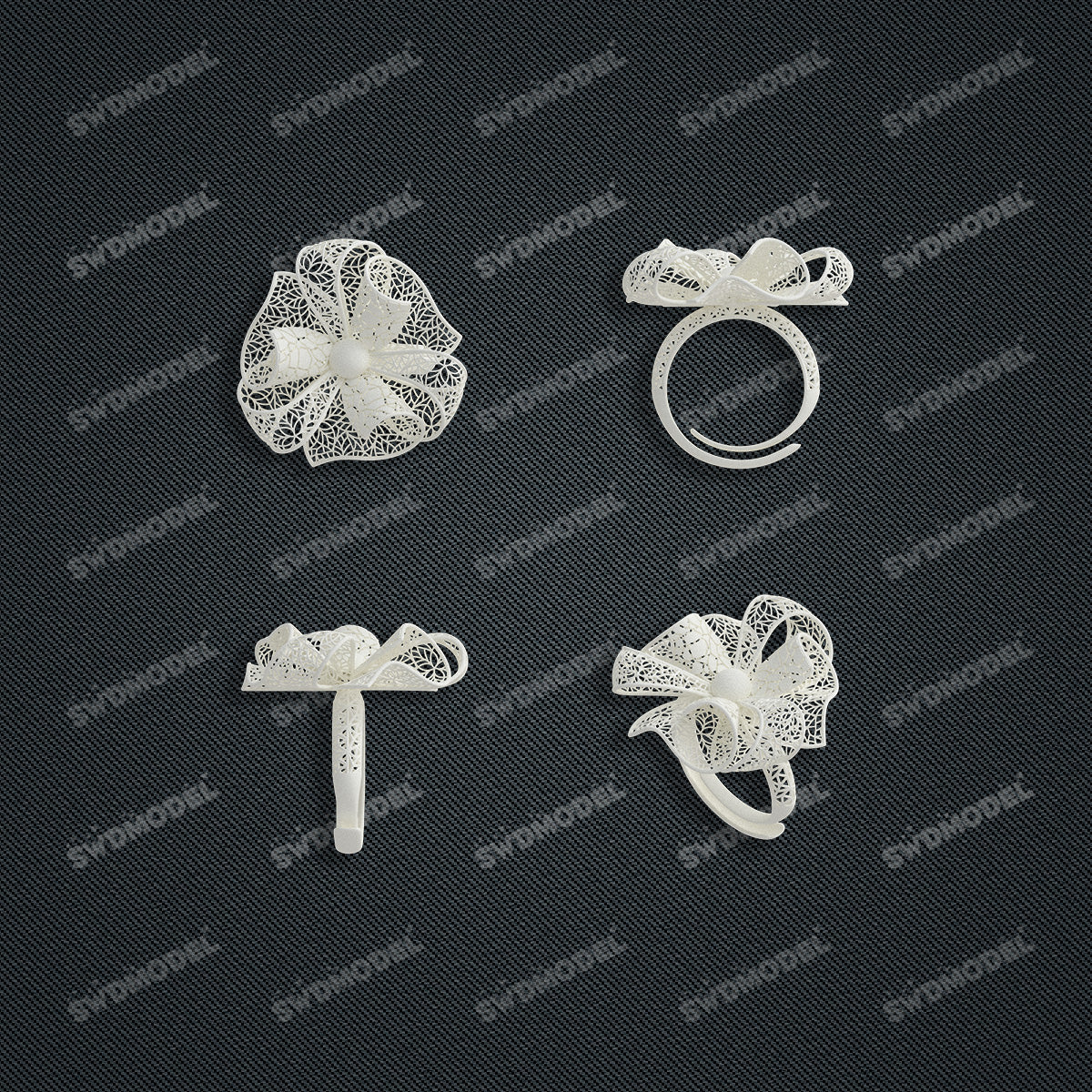 Jewelry set  Filigree Set   White Wax Casting Resin 3D Printing Service  HNM-02