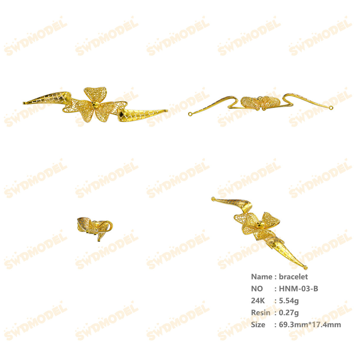 Jewelry set  Filigree Set   White Wax Casting Resin 3D Printing Service  HNM-03