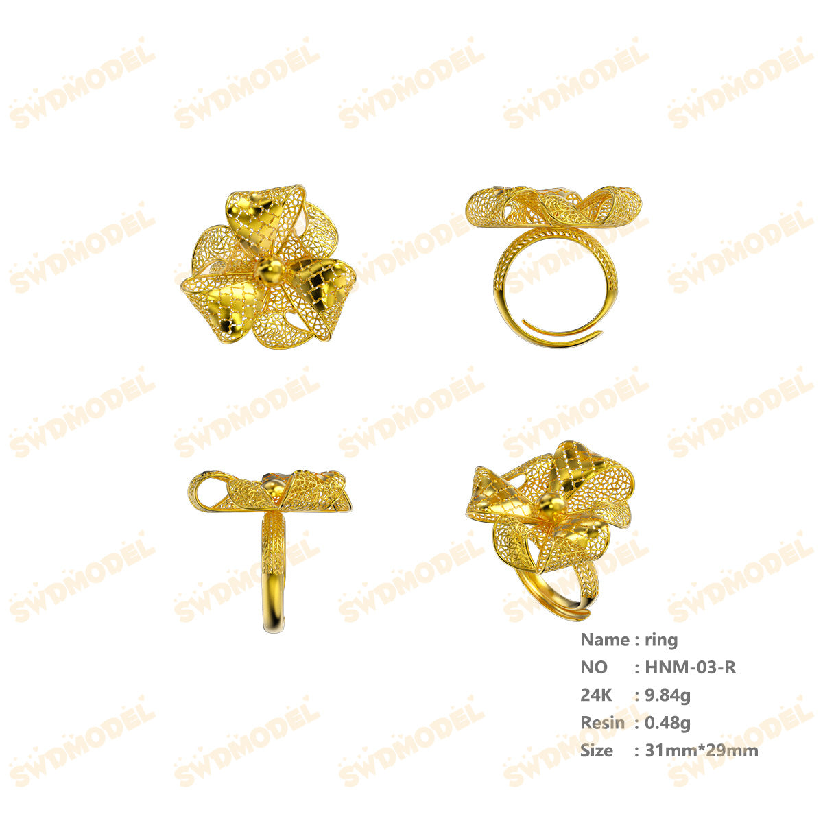 Jewelry set  Filigree Set   White Wax Casting Resin 3D Printing Service  HNM-03