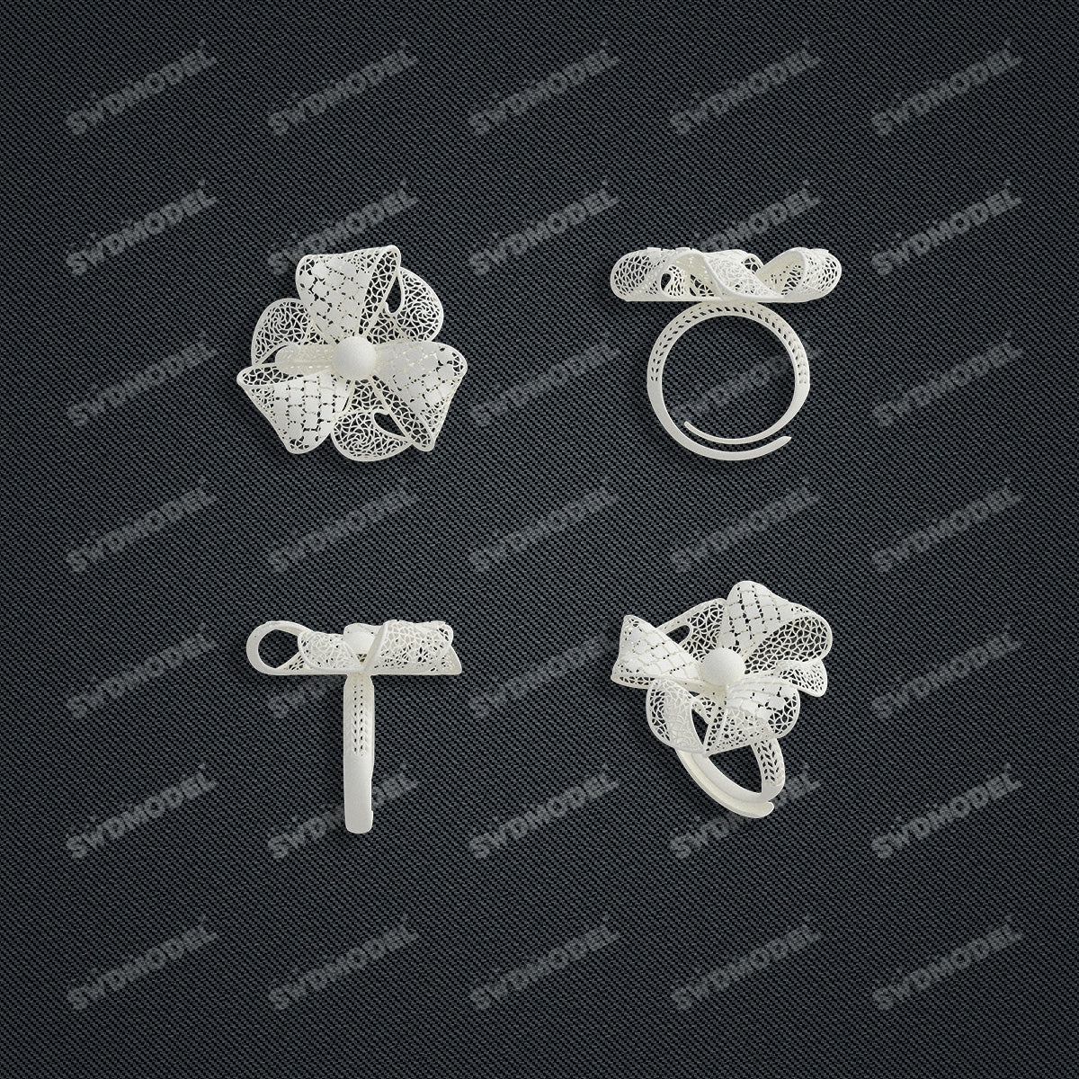 Jewelry set  Filigree Set   White Wax Casting Resin 3D Printing Service  HNM-03