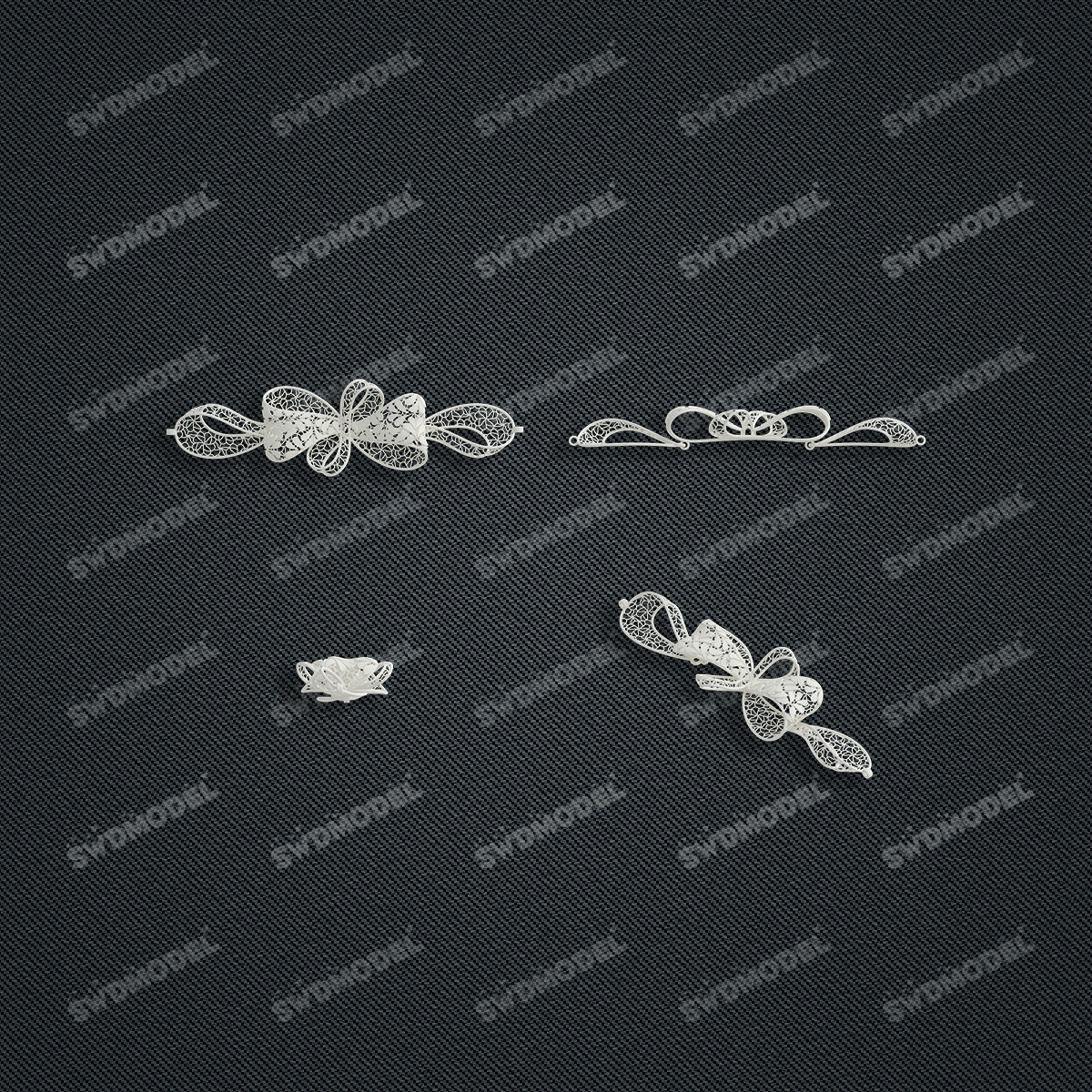 Jewelry set  Filigree Set   White Wax Casting Resin 3D Printing Service  HNM-04