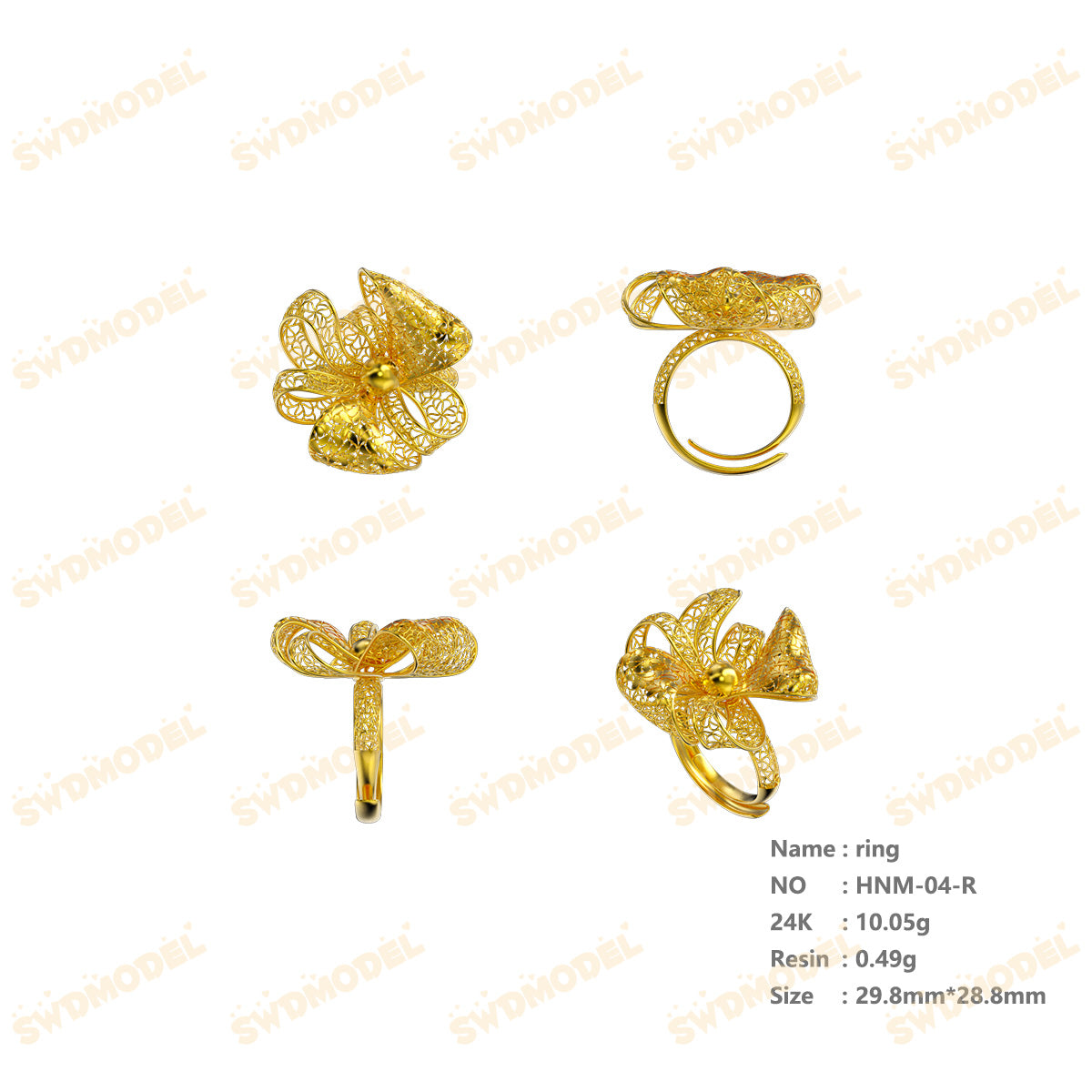 Jewelry set  Filigree Set   White Wax Casting Resin 3D Printing Service  HNM-04