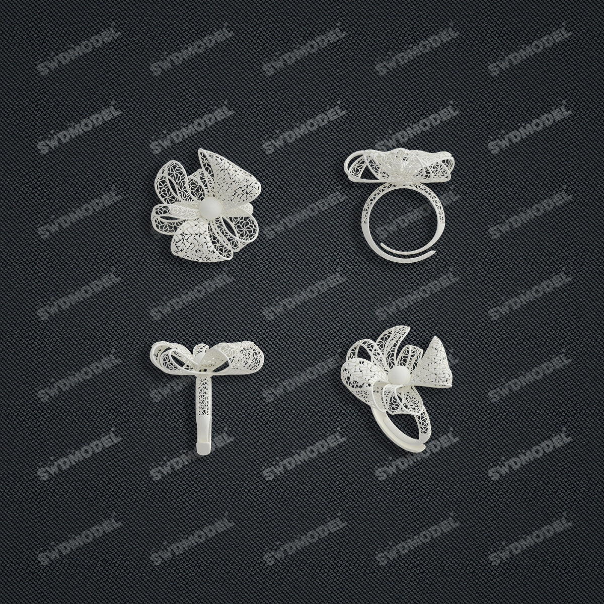 Jewelry set  Filigree Set   White Wax Casting Resin 3D Printing Service  HNM-04