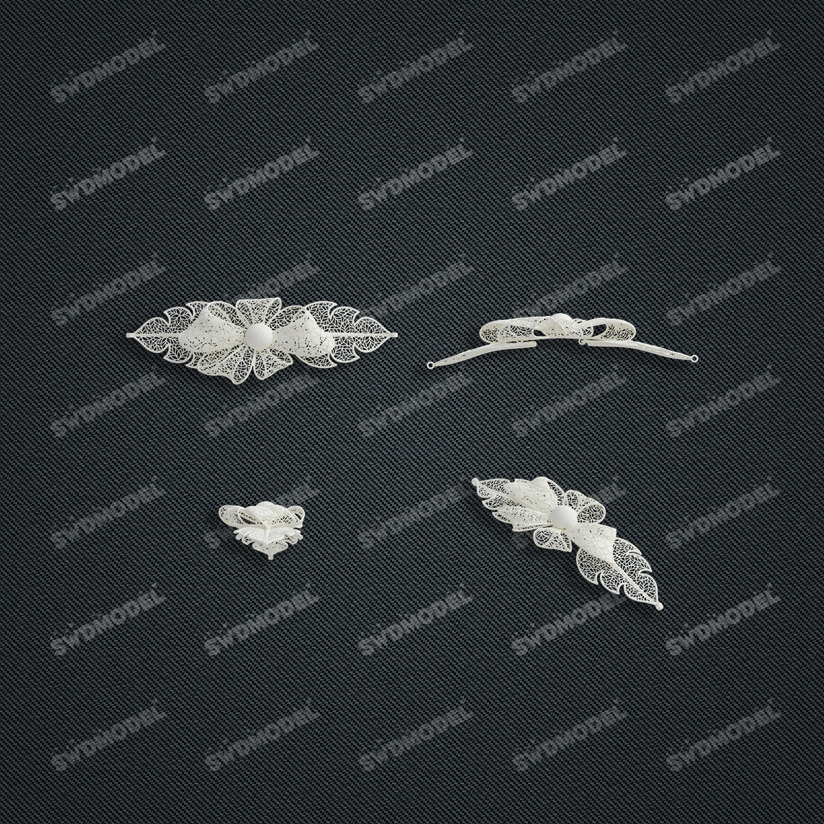 Jewelry set Filigree Bracelet White Wax Casting Resin 3D Printing Service   FNM-05-B
