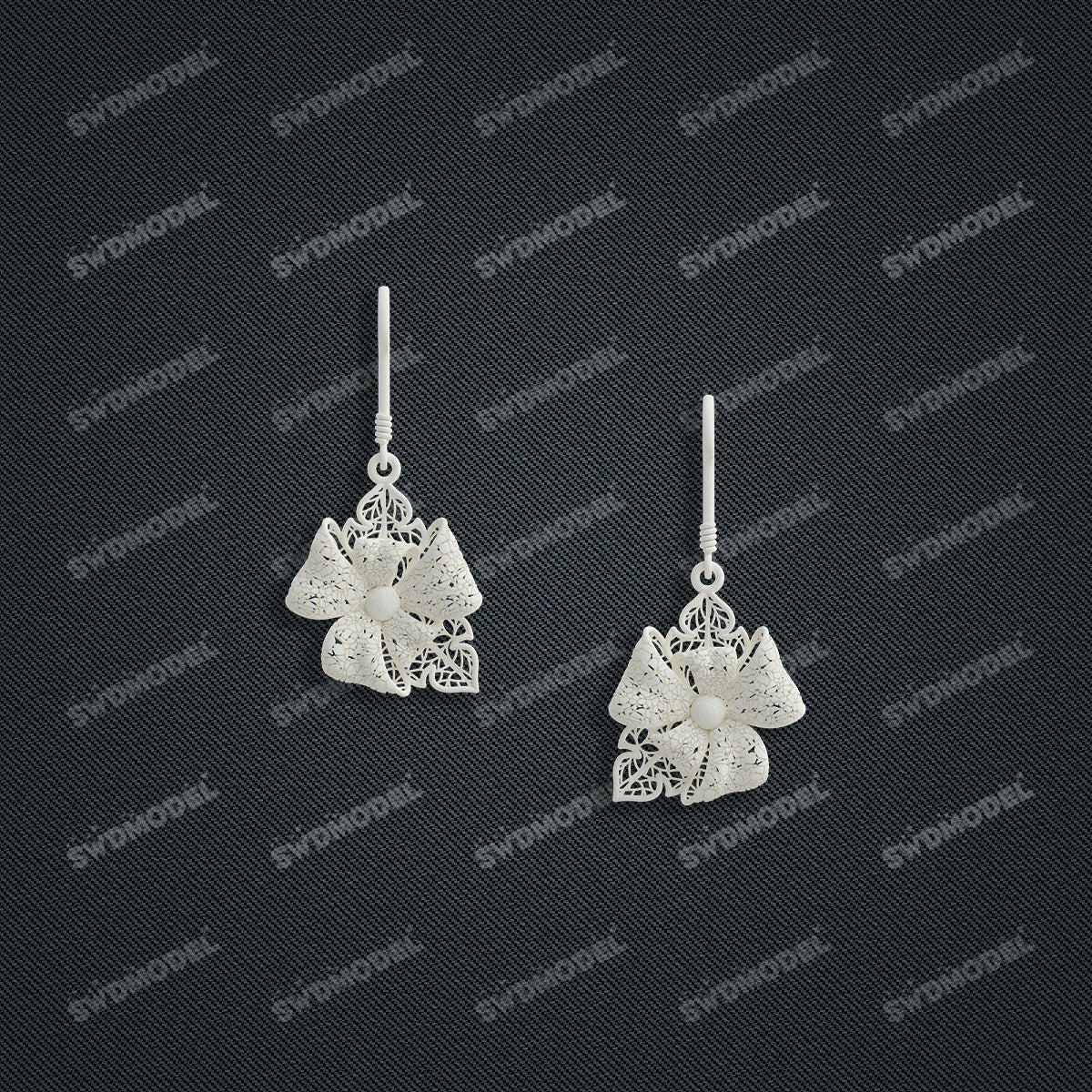 Jewelry set Filigree Earrings White Wax Casting Resin 3D Printing Service   HNM-05-E