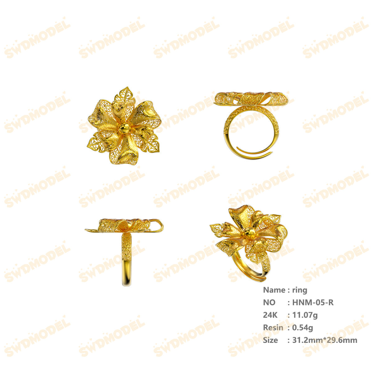 Jewelry set  Filigree Set   White Wax Casting Resin 3D Printing Service  HNM-05