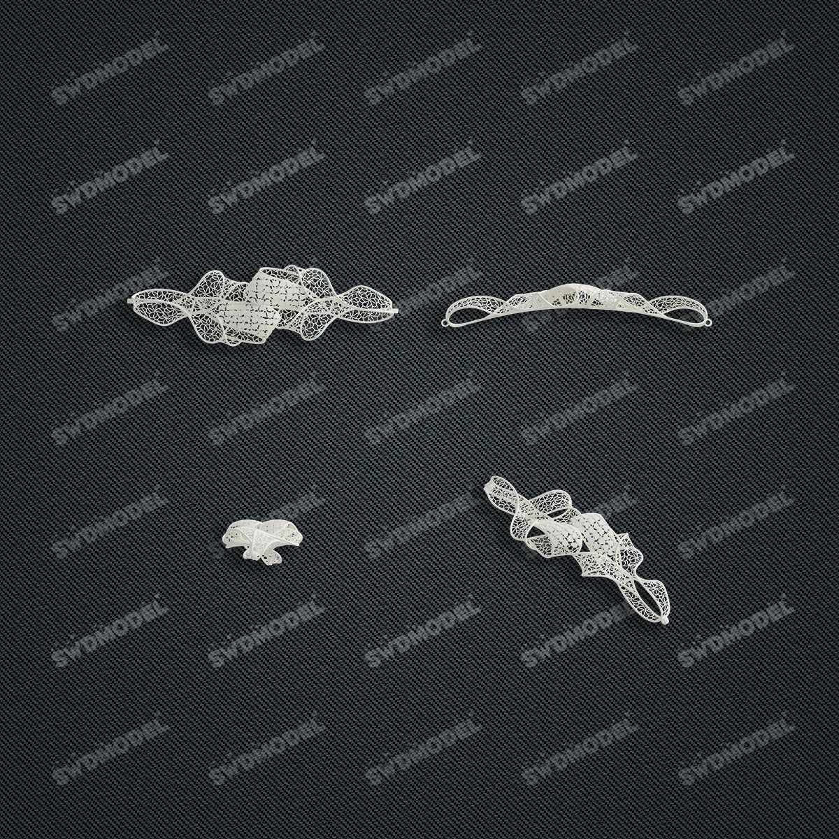 Jewelry set  Filigree Set   White Wax Casting Resin 3D Printing Service  HNM-06