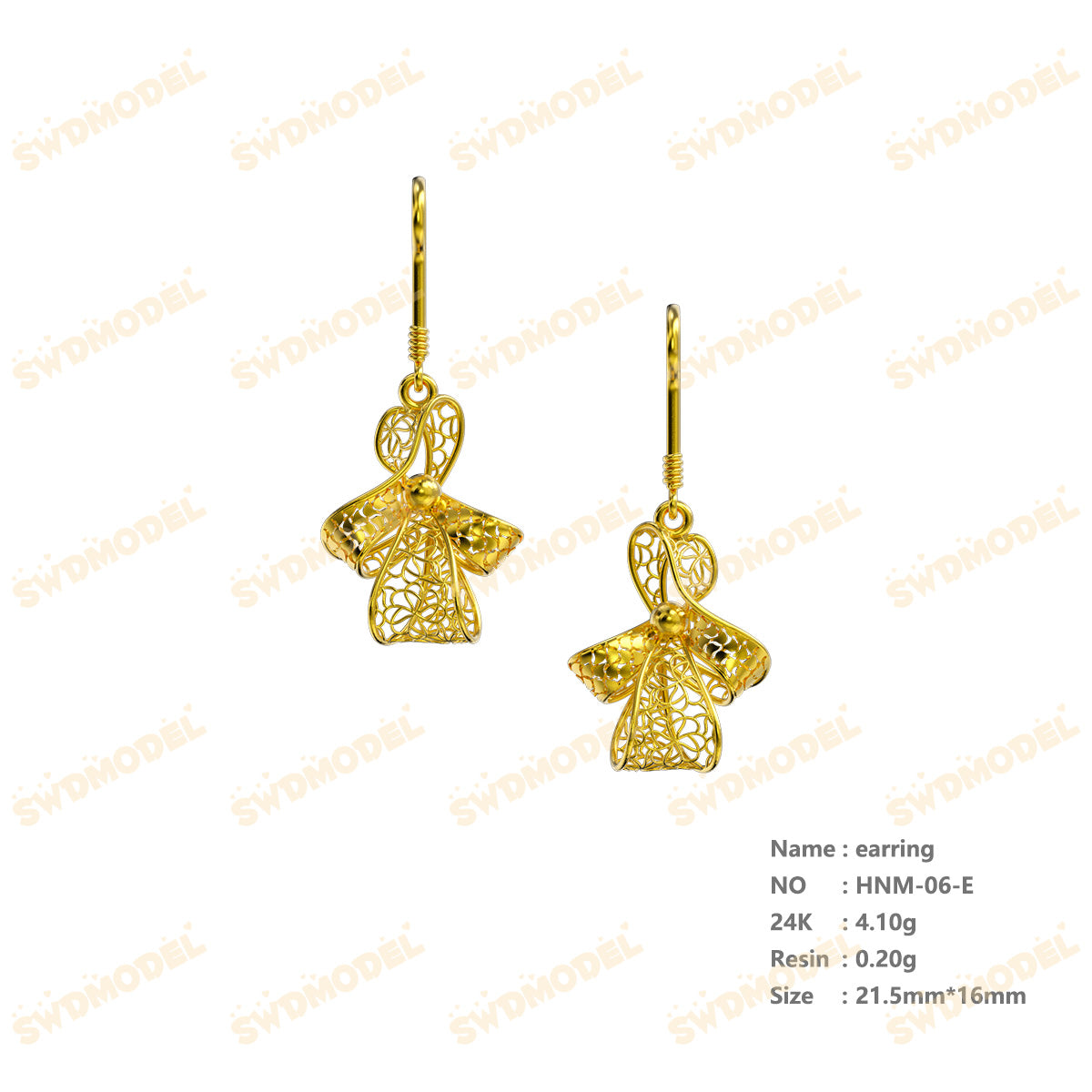 Jewelry set  Filigree Set   White Wax Casting Resin 3D Printing Service  HNM-06