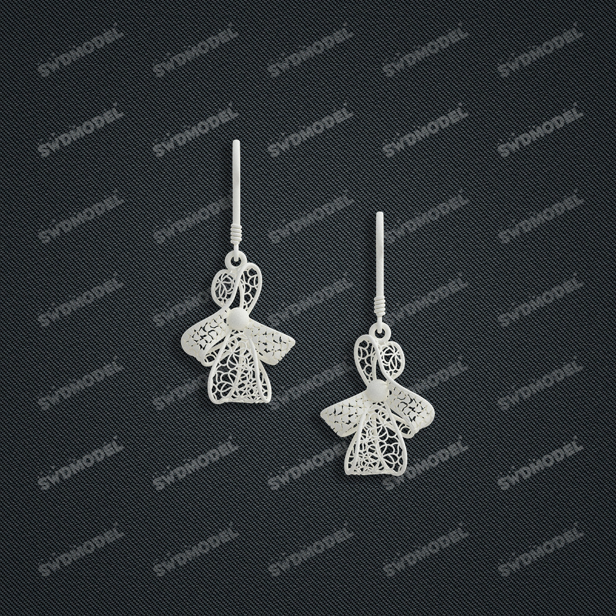Jewelry set Filigree Earrings White Wax Casting Resin 3D Printing Service   HNM-06-E