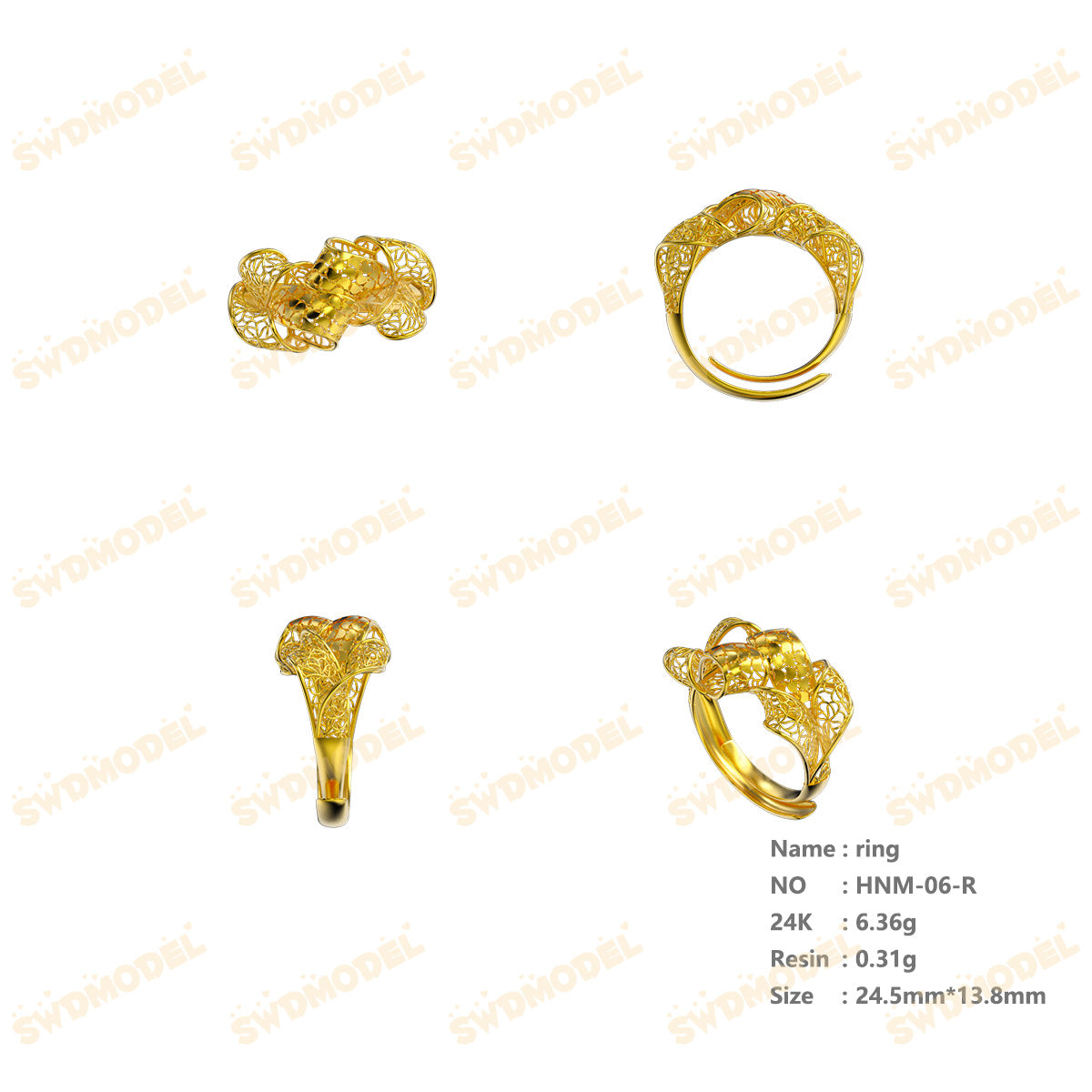 Jewelry set  Filigree Set   White Wax Casting Resin 3D Printing Service  HNM-06