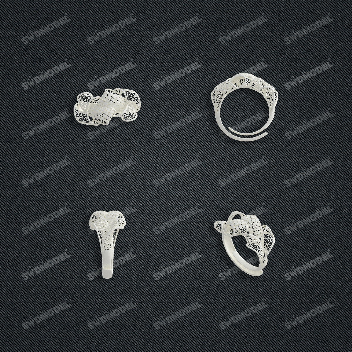 Jewelry set  Filigree Set   White Wax Casting Resin 3D Printing Service  HNM-06