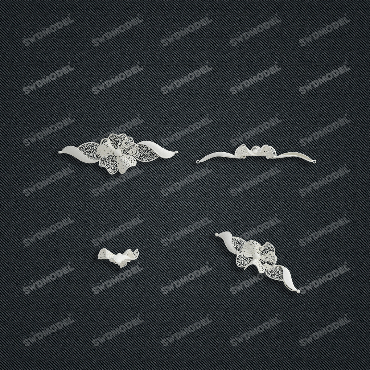 Jewelry set  Filigree Set   White Wax Casting Resin 3D Printing Service  HNM-07