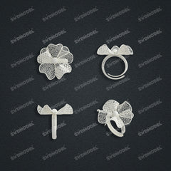 Jewelry set Filigree Ring White Wax Casting Resin 3D Printing Service  HNM-07-R