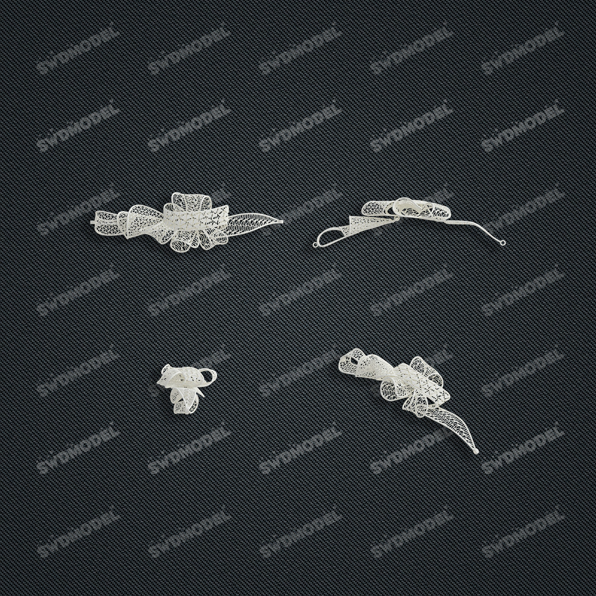 Jewelry set  Filigree Set   White Wax Casting Resin 3D Printing Service  HNM-08