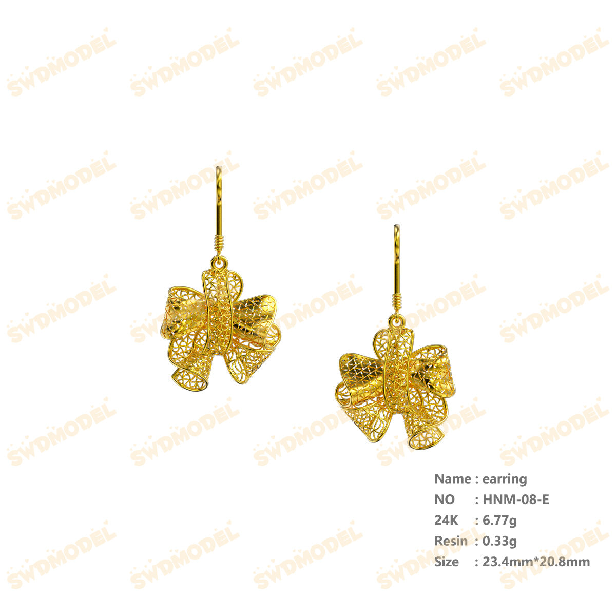 Jewelry set  Filigree Set   White Wax Casting Resin 3D Printing Service  HNM-08