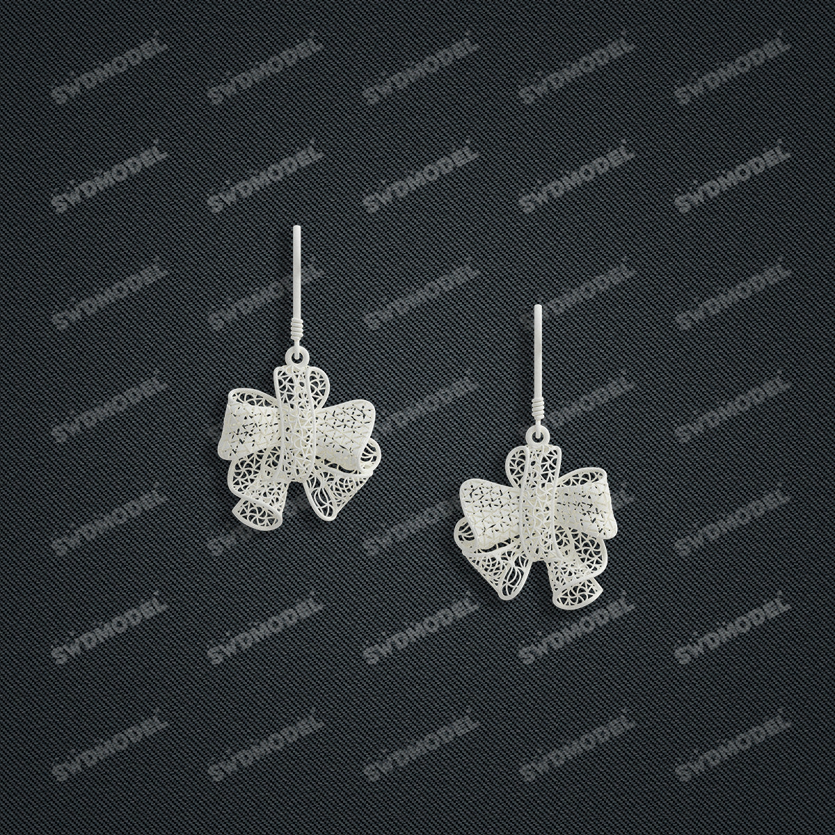 Jewelry set Filigree Earrings White Wax Casting Resin 3D Printing Service   HNM-08-E