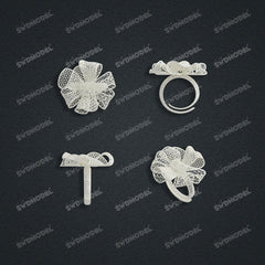 Jewelry set Filigree Ring White Wax Casting Resin 3D Printing Service  HNM-08-R