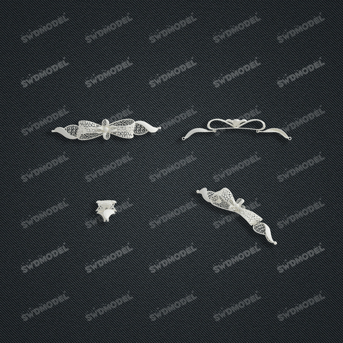 Jewelry set Filigree Bracelet White Wax Casting Resin 3D Printing Service   FNM-09-B