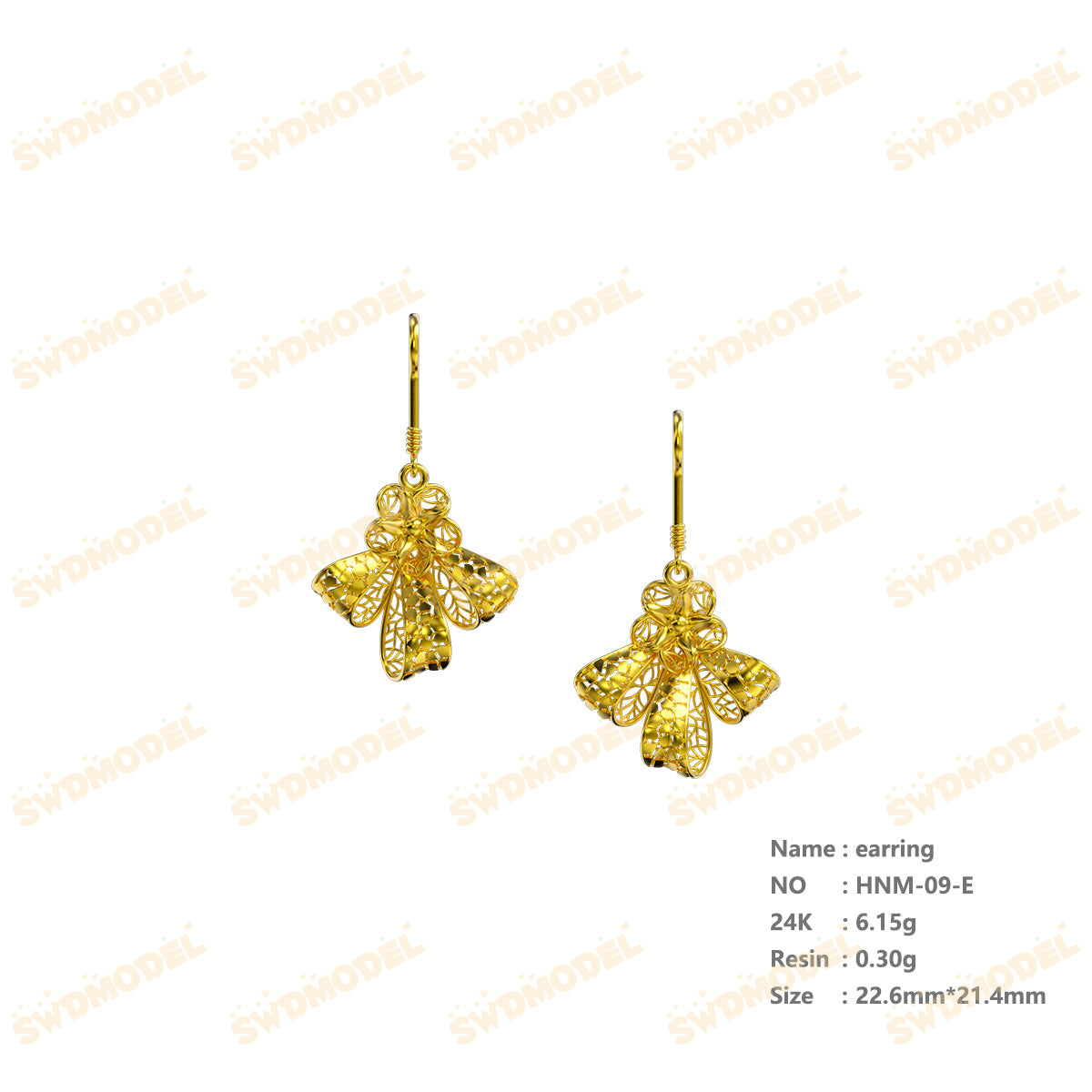 Jewelry set  Filigree Set   White Wax Casting Resin 3D Printing Service  HNM-09