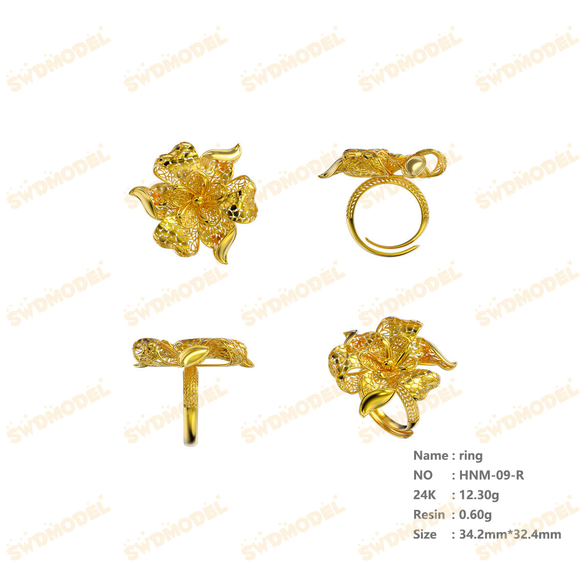 Jewelry set  Filigree Set   White Wax Casting Resin 3D Printing Service  HNM-09