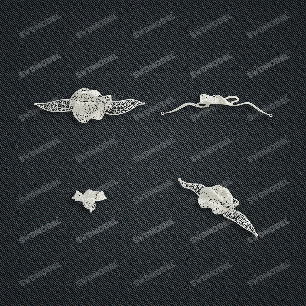 Jewelry set Filigree Bracelet White Wax Casting Resin 3D Printing Service   FNM-10-B