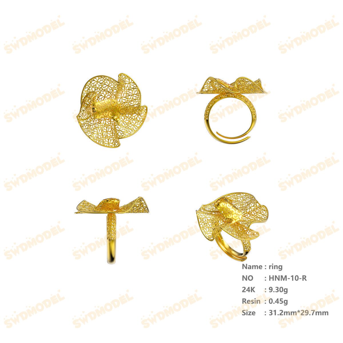 Jewelry set  Filigree Set   White Wax Casting Resin 3D Printing Service  HNM-10