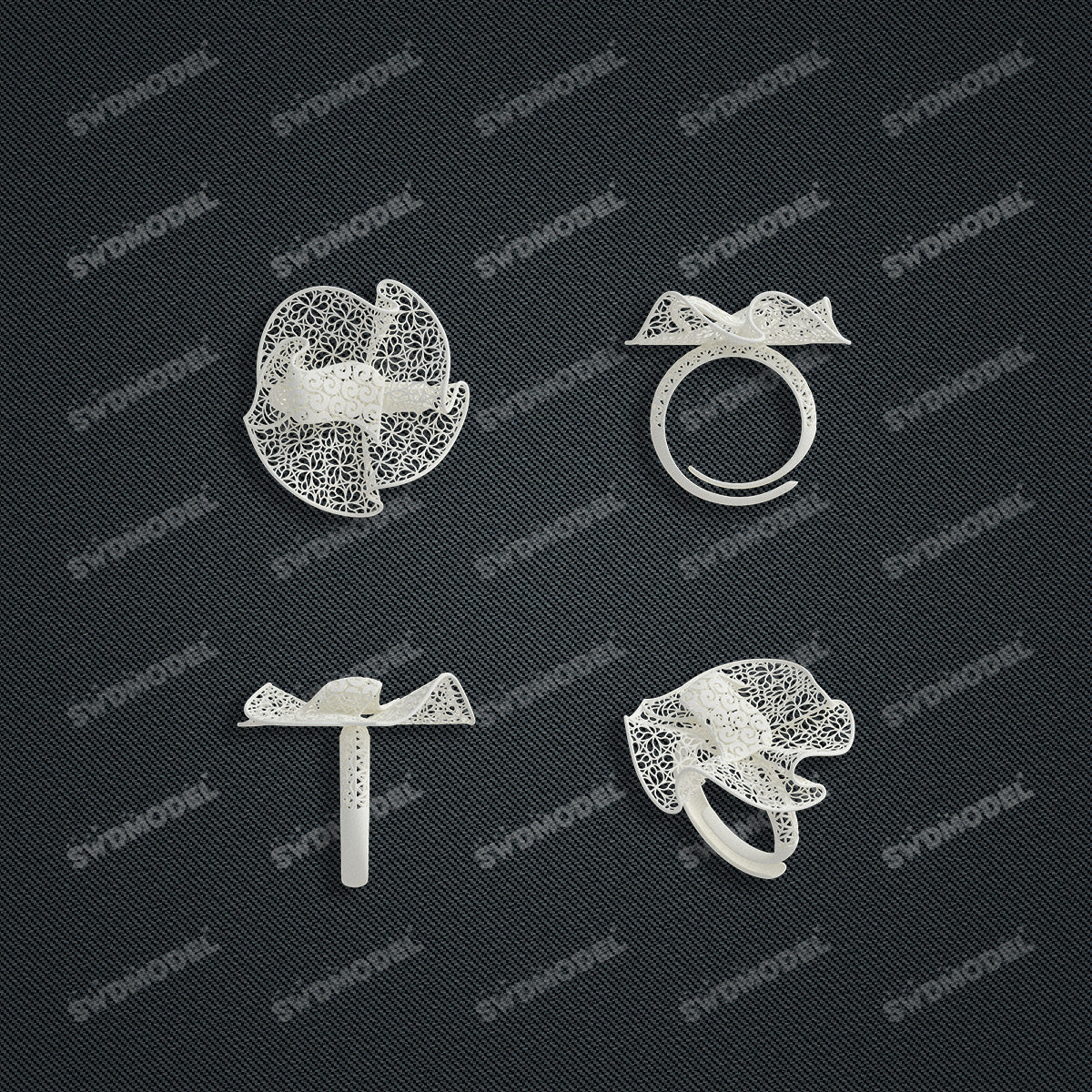 Jewelry set  Filigree Set   White Wax Casting Resin 3D Printing Service  HNM-10