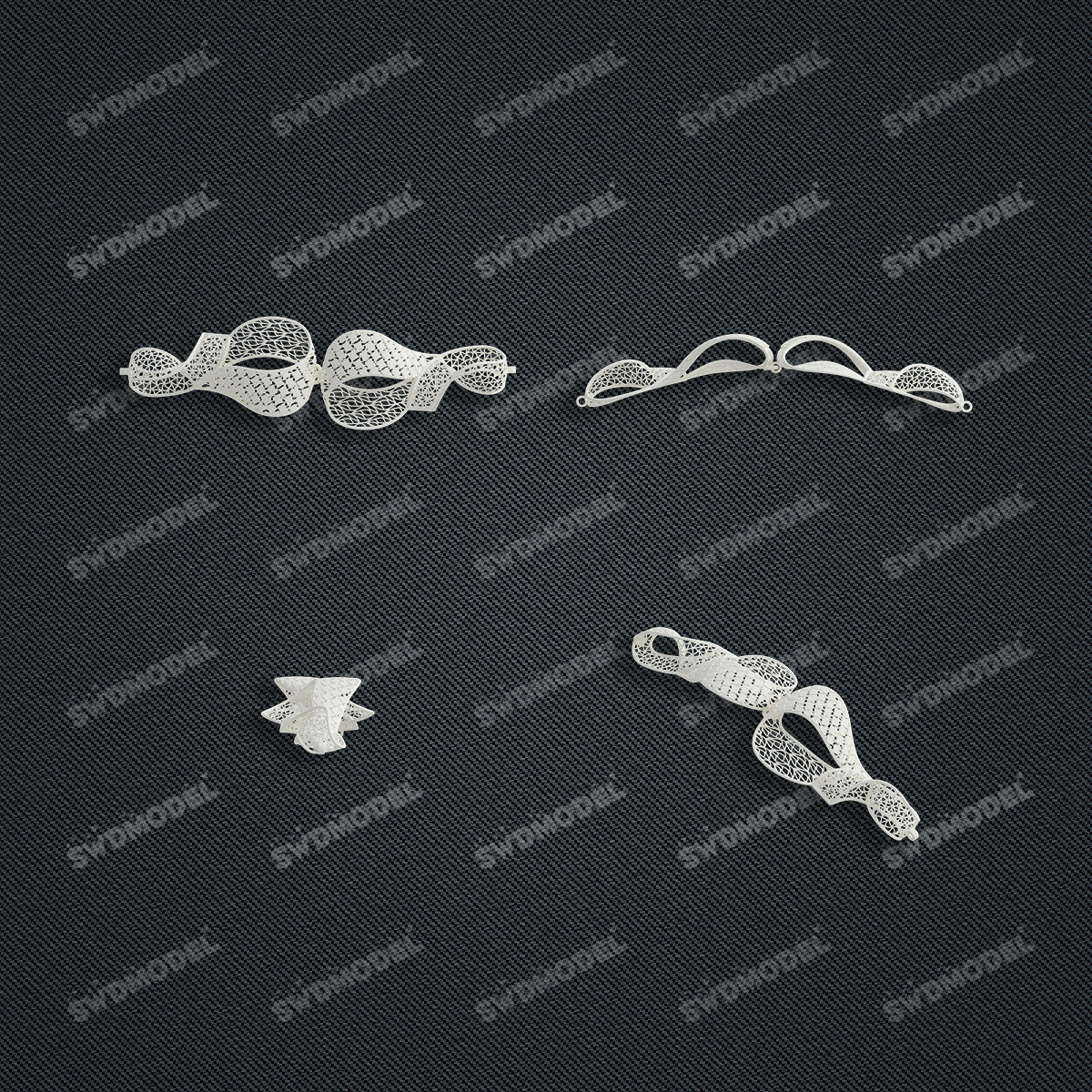 Jewelry set Filigree Bracelet White Wax Casting Resin 3D Printing Service   FNM-11-B