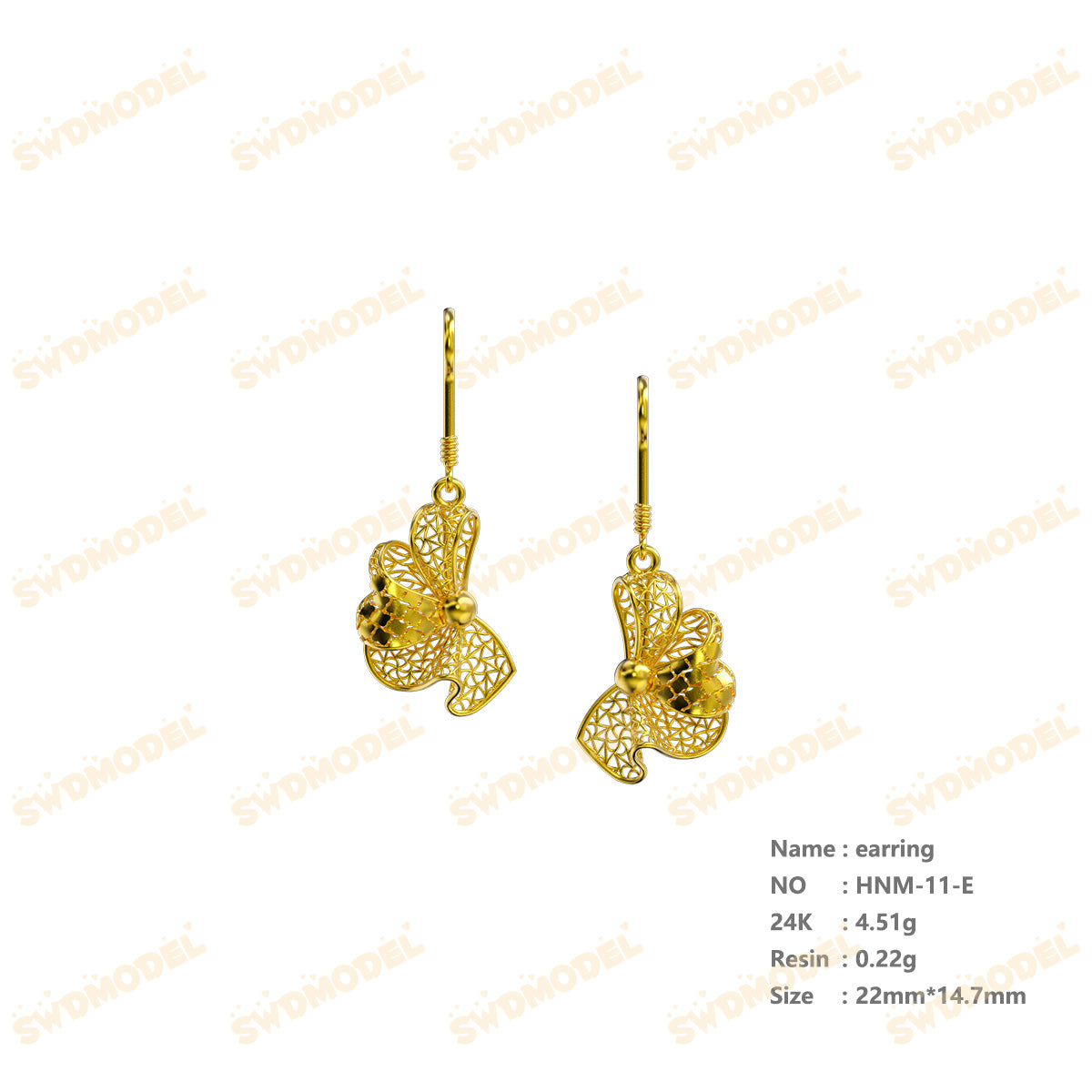Jewelry set  Filigree Set   White Wax Casting Resin 3D Printing Service  HNM-11