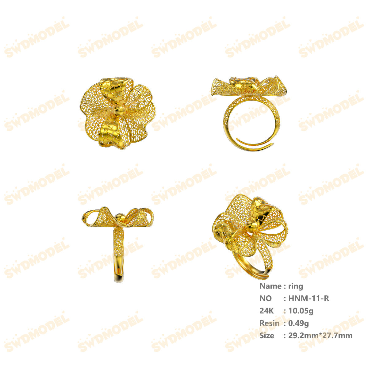 Jewelry set  Filigree Set   White Wax Casting Resin 3D Printing Service  HNM-11