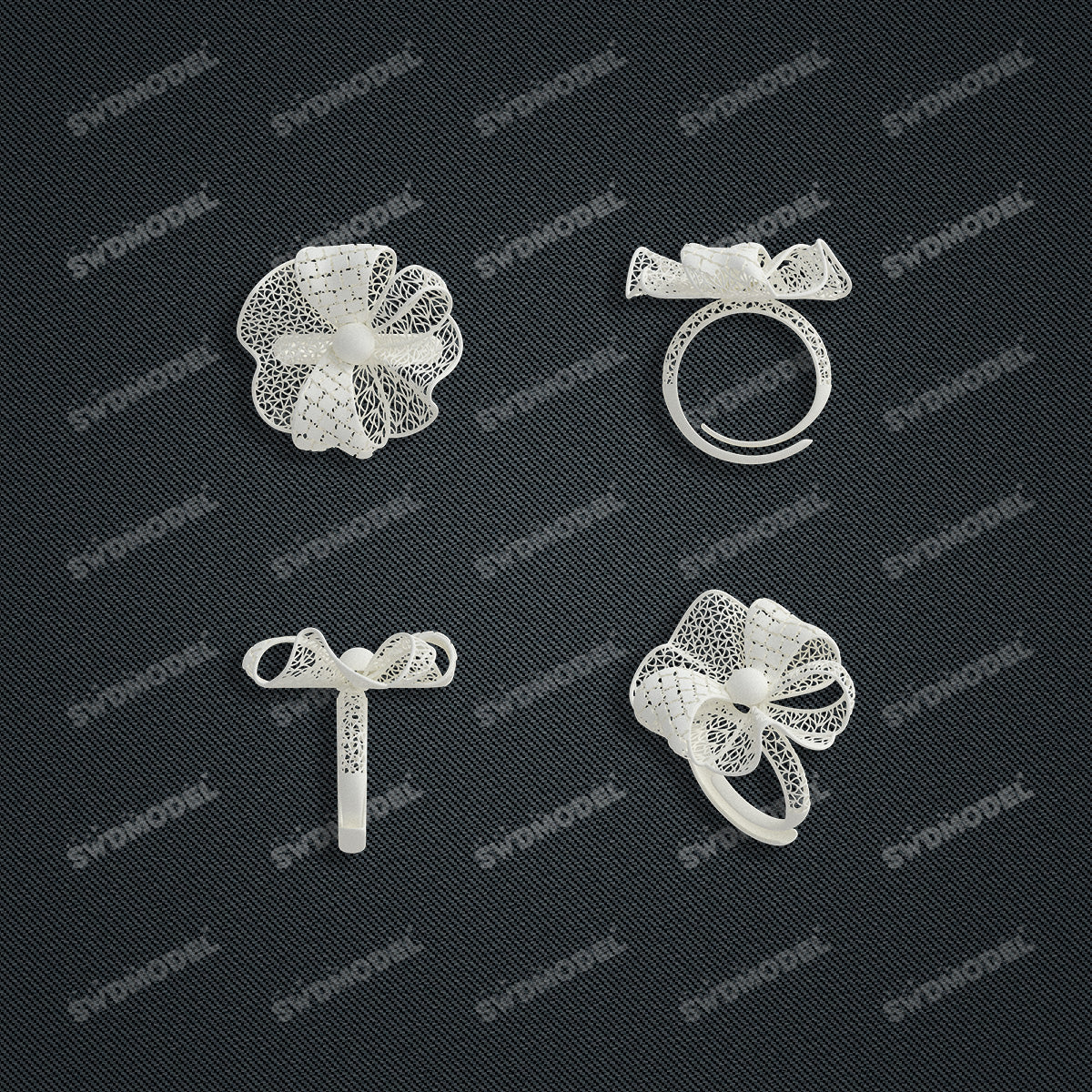 Jewelry set Filigree Ring White Wax Casting Resin 3D Printing Service  HNM-11-R