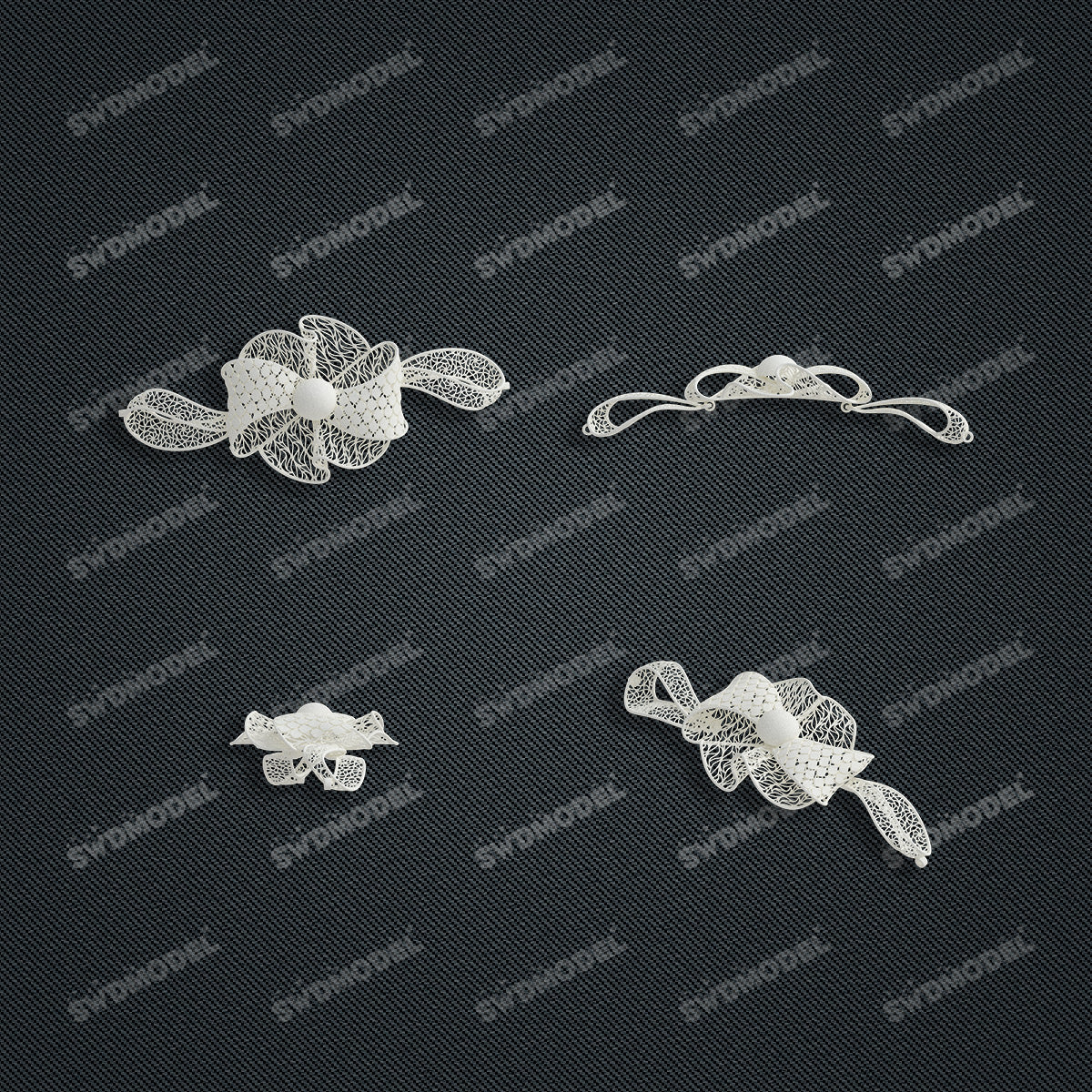 Jewelry set Filigree Bracelet White Wax Casting Resin 3D Printing Service   FNM-12-B