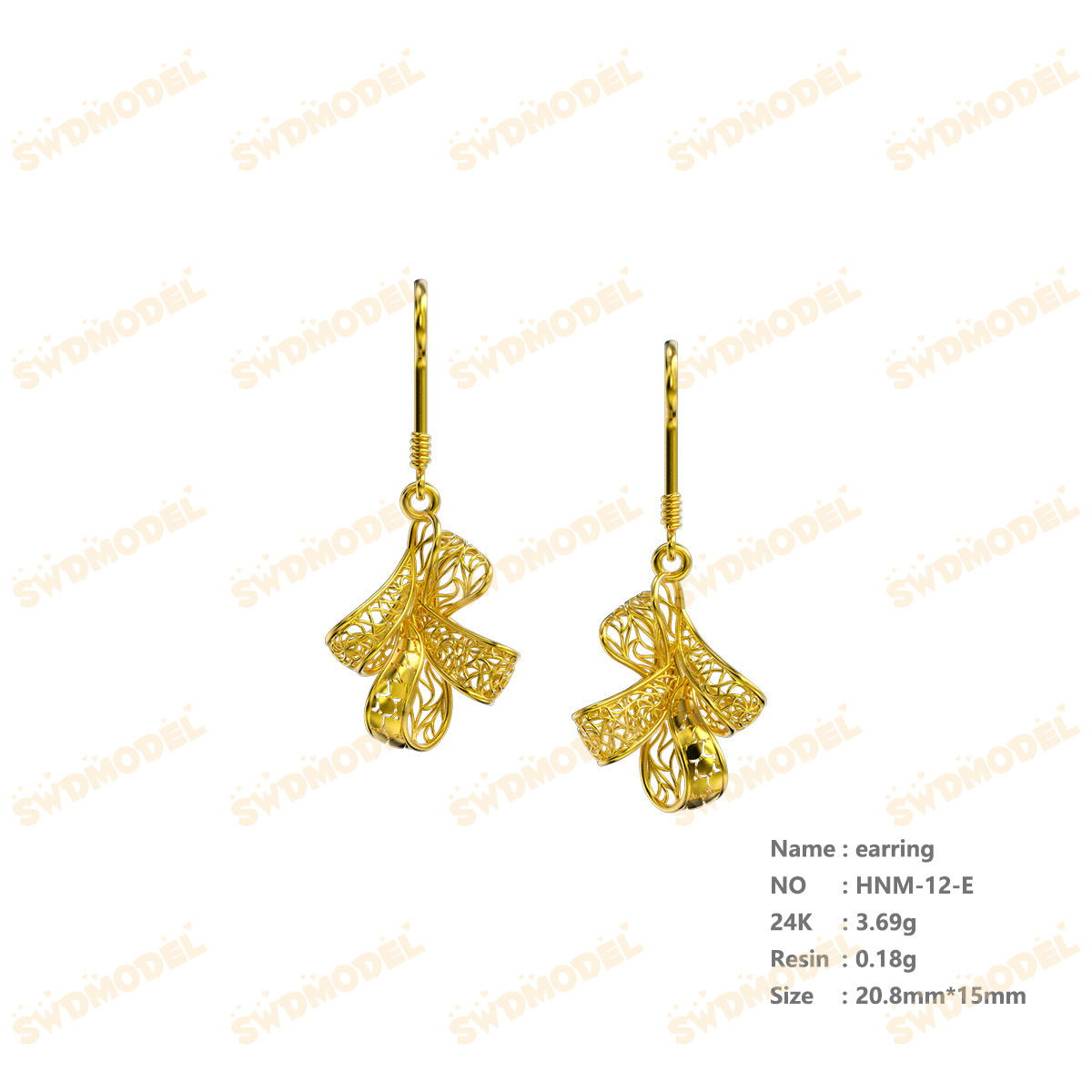 Jewelry set  Filigree Set   White Wax Casting Resin 3D Printing Service  HNM-12