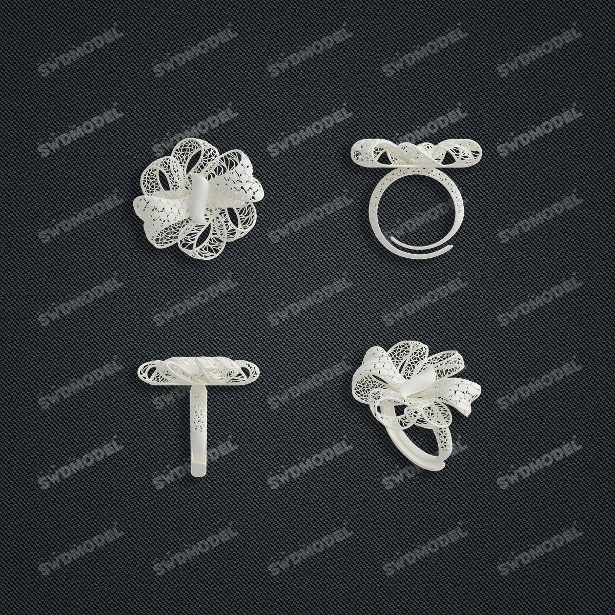 Jewelry set Filigree Ring White Wax Casting Resin 3D Printing Service  HNM-12-R