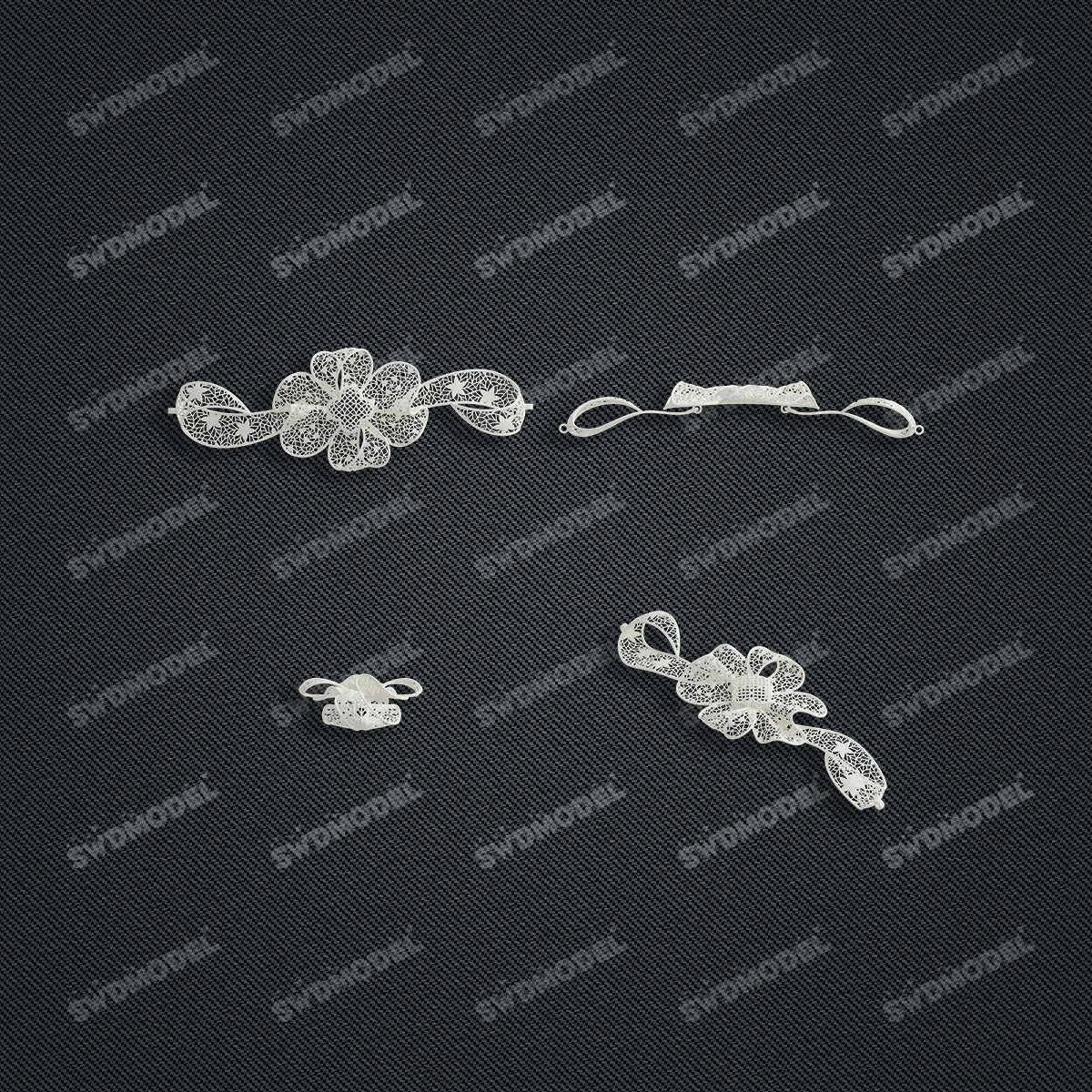 Jewelry set Filigree Bracelet White Wax Casting Resin 3D Printing Service   FNM-13-B