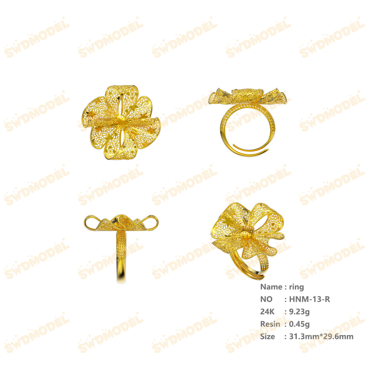 Jewelry set  Filigree Set   White Wax Casting Resin 3D Printing Service  HNM-13