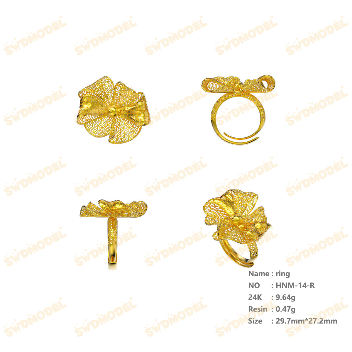 Jewelry set  Filigree Set   White Wax Casting Resin 3D Printing Service  HNM-14