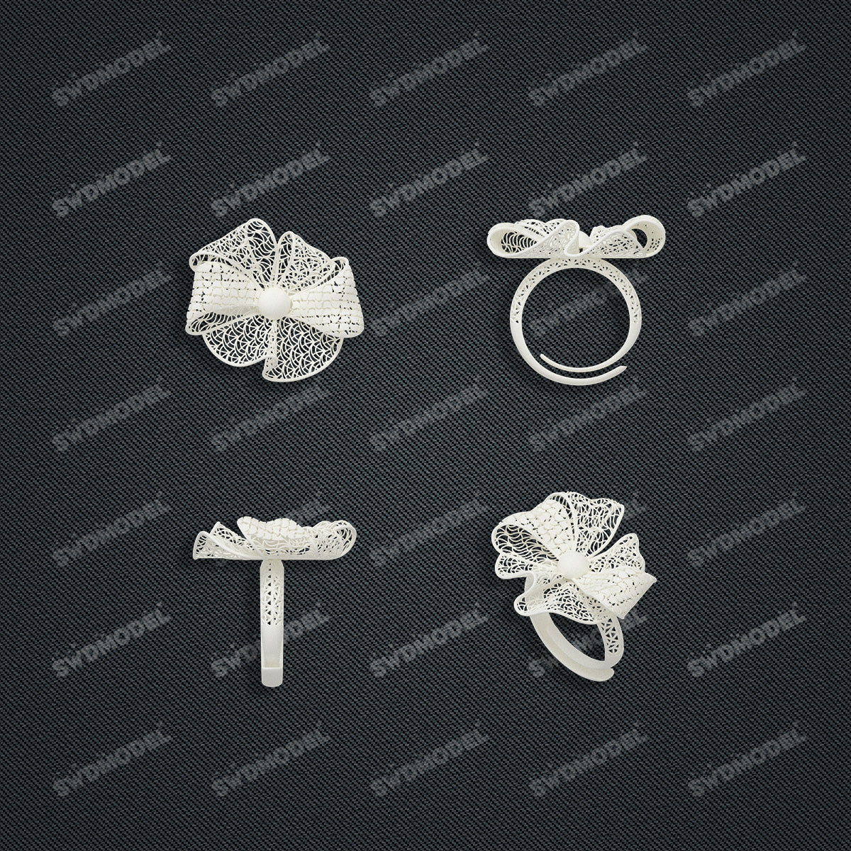 Jewelry set Filigree Ring White Wax Casting Resin 3D Printing Service  HNM-14-R