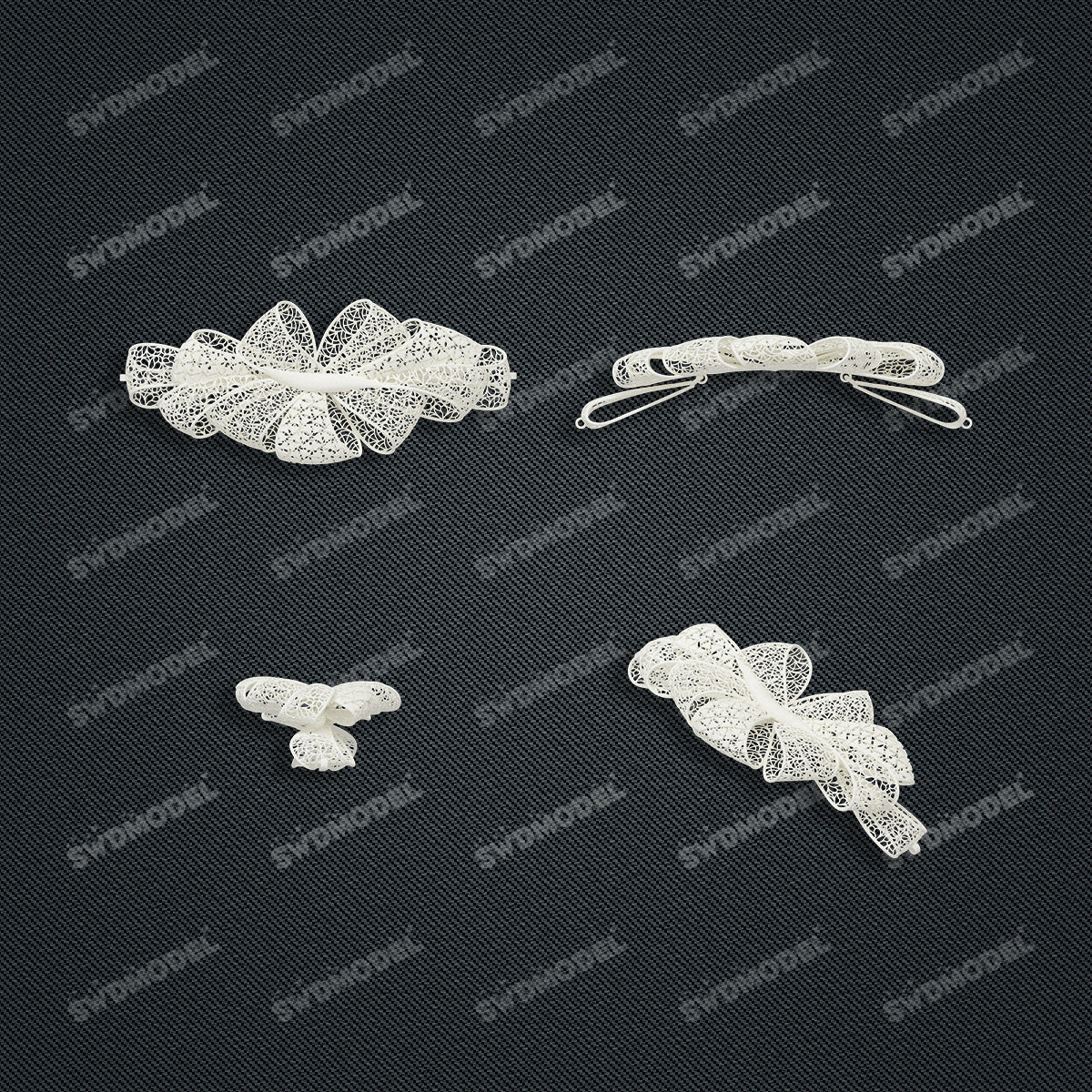 Jewelry set  Filigree Set   White Wax Casting Resin 3D Printing Service  HNM-15