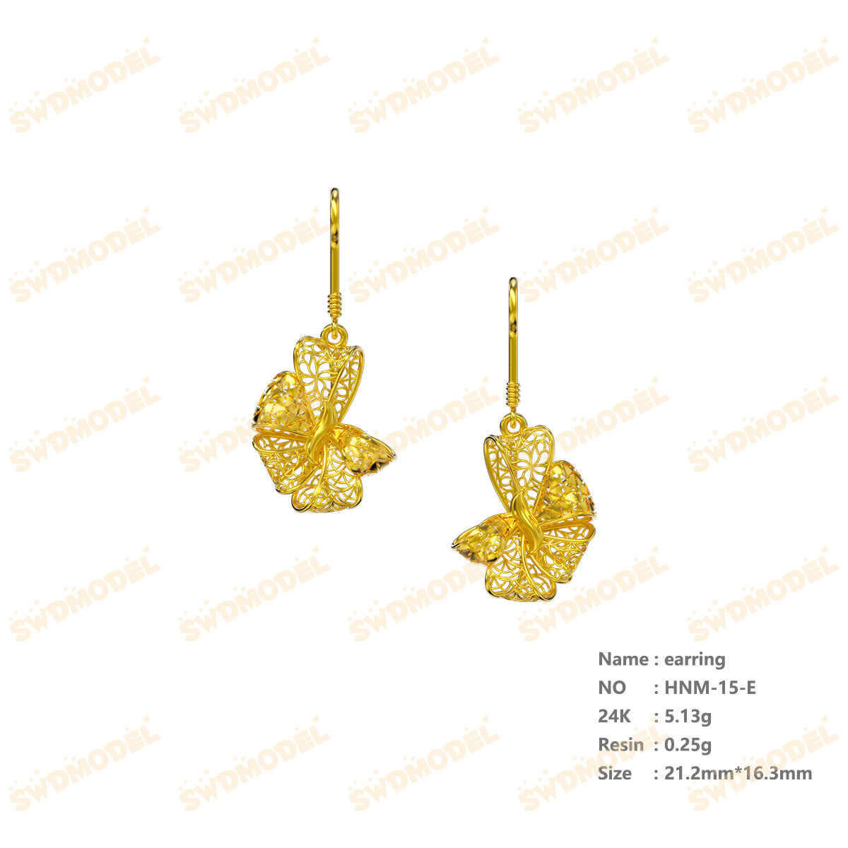 Jewelry set  Filigree Set   White Wax Casting Resin 3D Printing Service  HNM-15