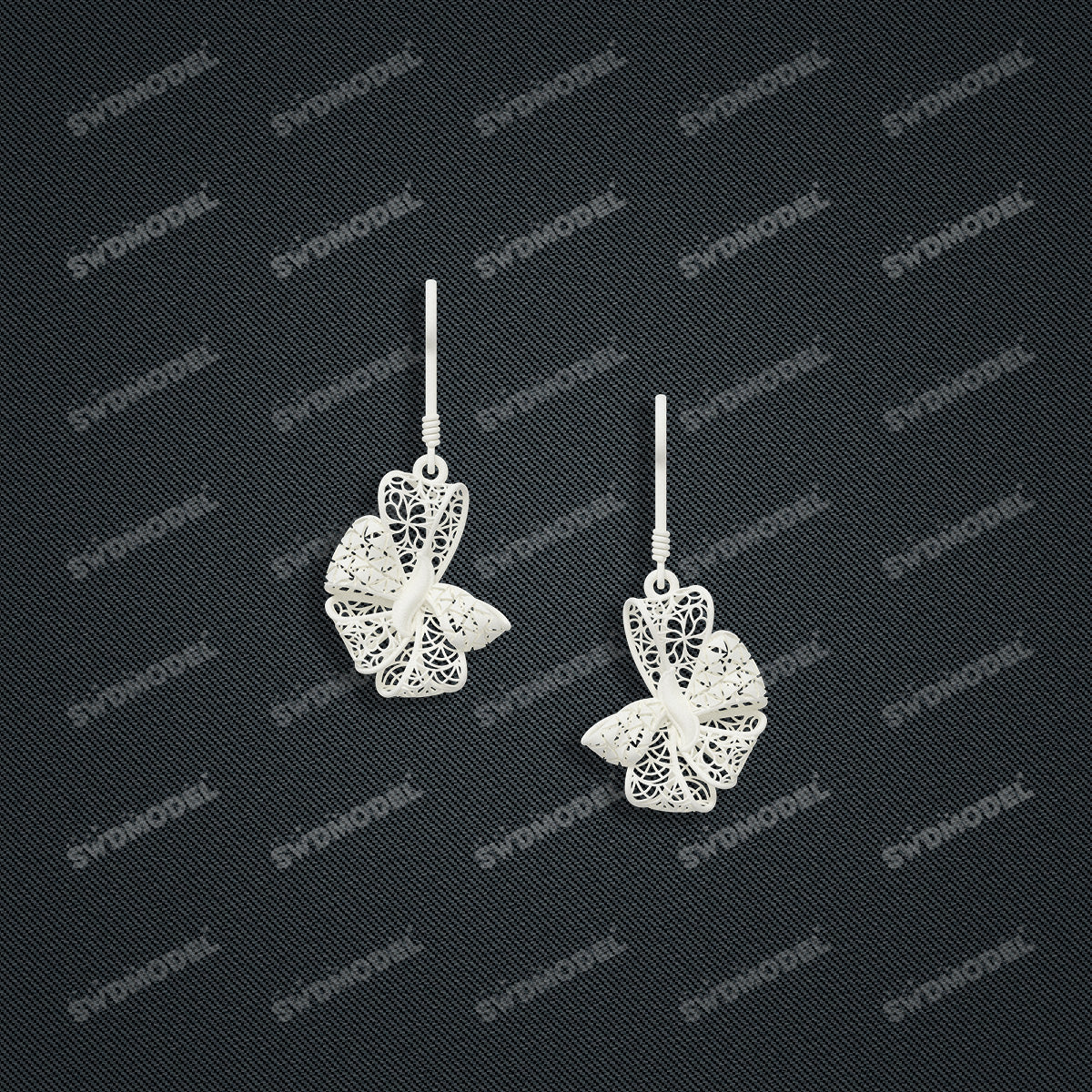 Jewelry set Filigree Earrings White Wax Casting Resin 3D Printing Service   HNM-15-E