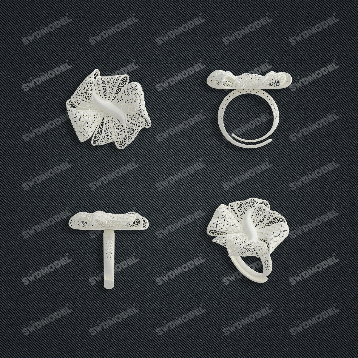Jewelry set Filigree Ring White Wax Casting Resin 3D Printing Service  HNM-15-R