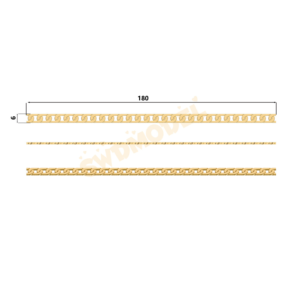 Miami Cuban Chain Casting White Wax 3D Printing Service SWDB-076-W6-01