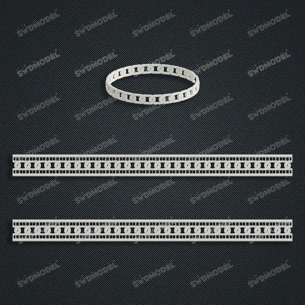 Miami Cuban Chain Casting White Wax 3D Printing Service SWDB-076-W6-01