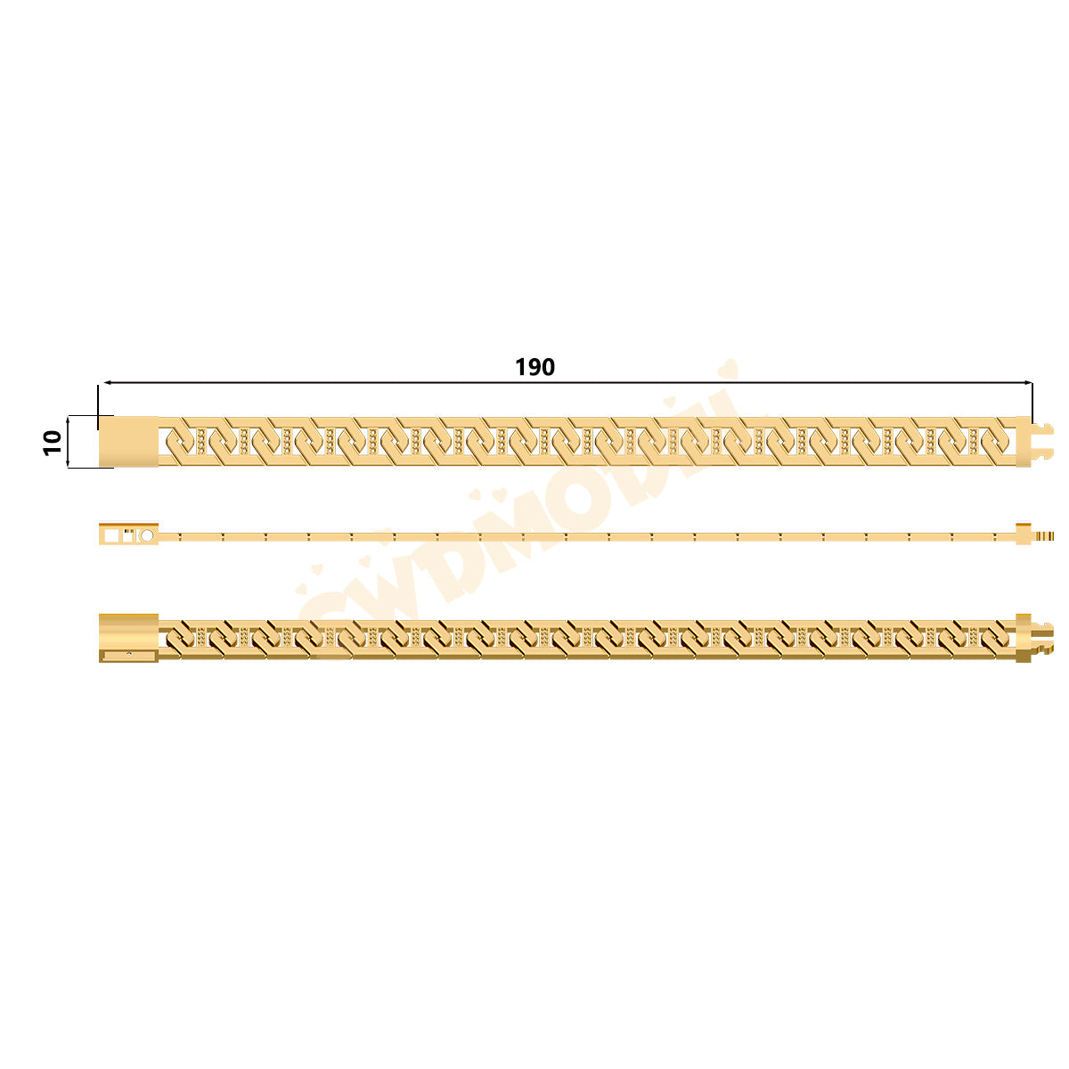 Miami Cuban Chain Casting White Wax 3D Printing Service SWDB-078-W10
