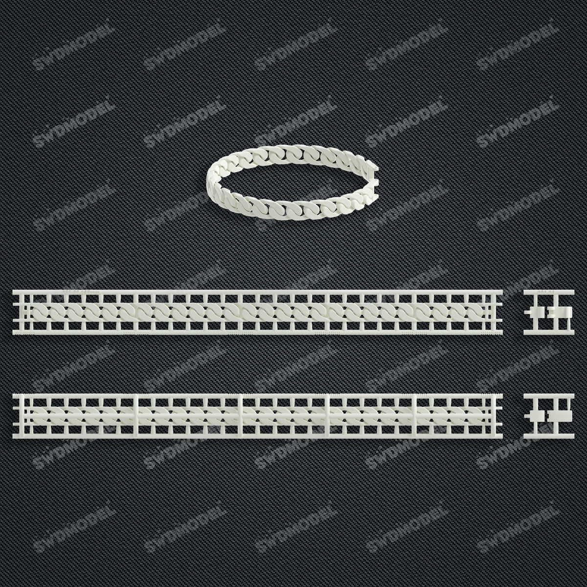 Miami Cuban Chain Casting White Wax 3D Printing Service SWDB-080-W8-06