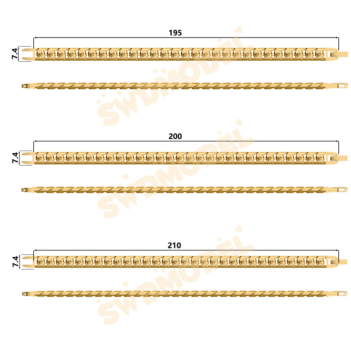 Miami Cuban Chain Casting White Wax 3D Printing Service SWDB-081-W7.4-016
