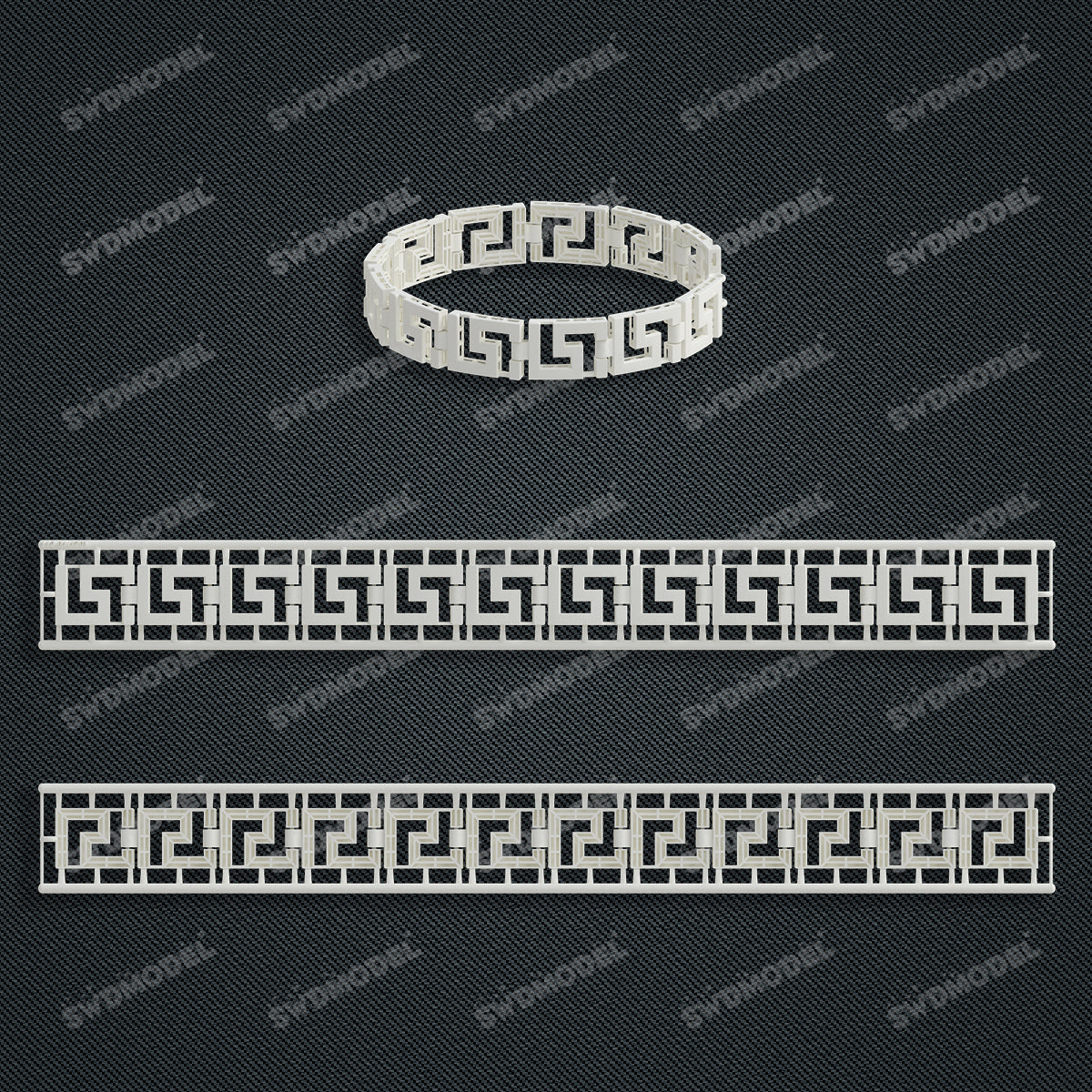 Miami Watch Band Chain Casting White Wax 3D Printing Service  SWDB-112-W10-01